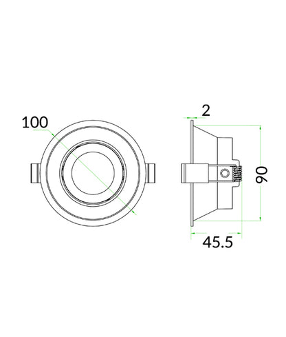 ARC: Architectural Matte White Round Low Glare Centre Tilt Downlight Fitting (Cut out: 90mm)