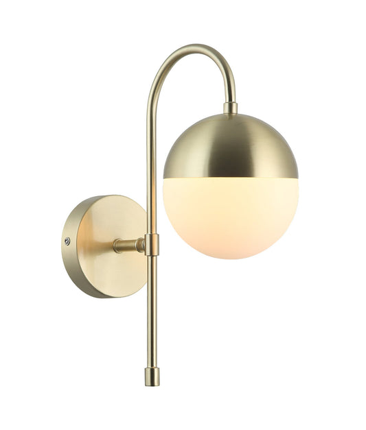 ARO: Interior Round Opal Glass with Satin Gold Bracket Wall Light
