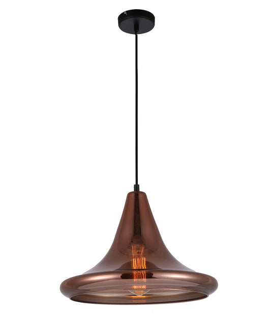 LAMINA: Copper Coloured Glass Trumpet Pendant Light
