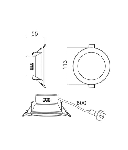 NOVADLUX01A: LED Dimmable Tri-CCT with Changeable Faceplate(via clip) Recessed Downlight