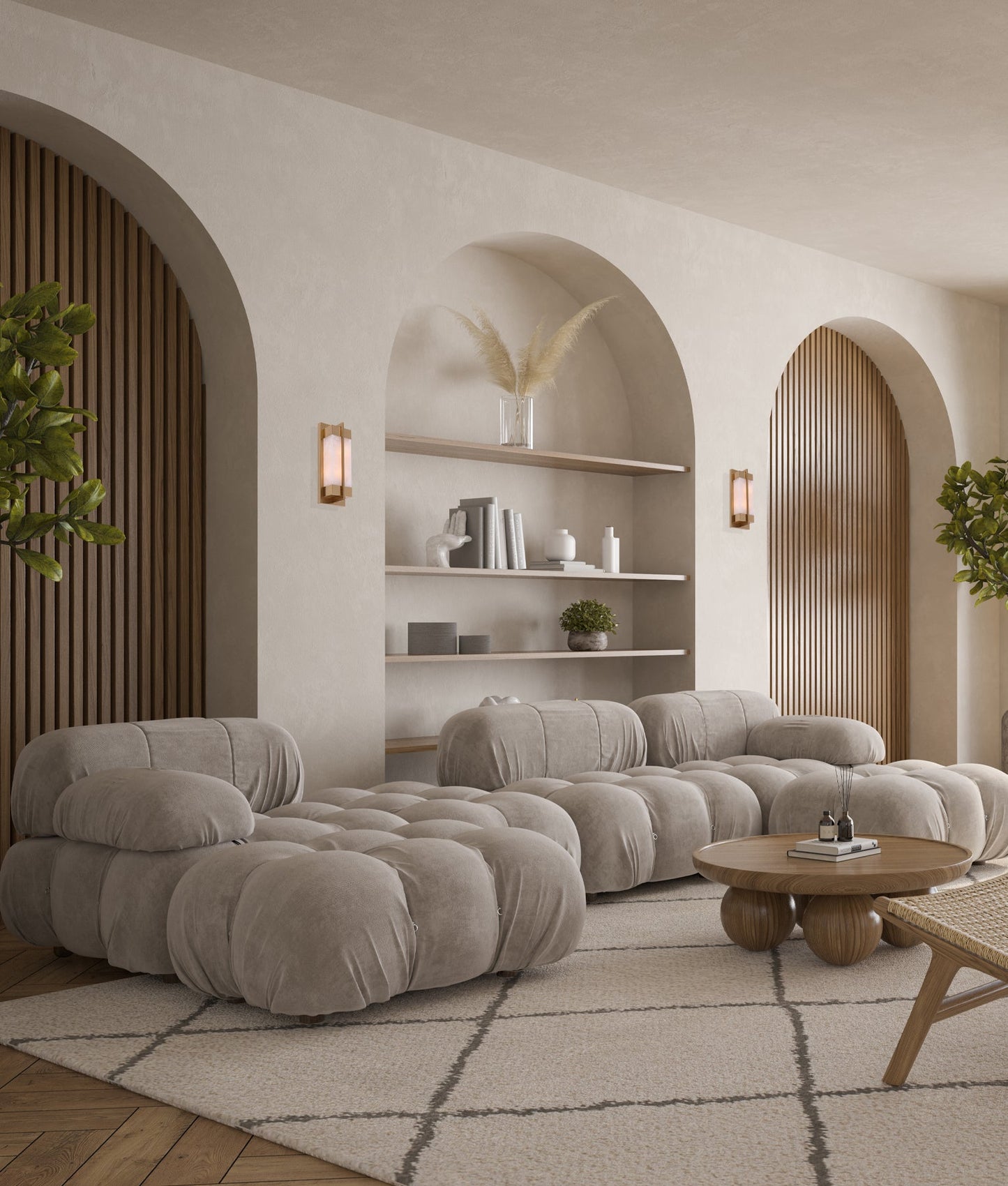 PUENTE: Interior Rectangular Marble with Brass Highlight Wall Light