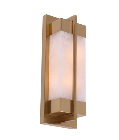PUENTE: Interior Rectangular Marble with Brass Highlight Wall Light