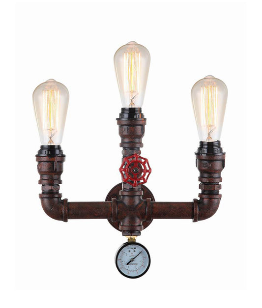 STEAM: Interior Aged Iron 3xPipe Wall Light