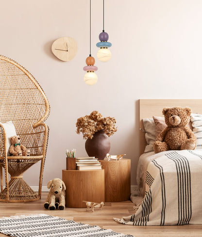 TOCADO: Interior Sandblasted Opal Diffuser Glass with Ceramic Bead Pendant Lights