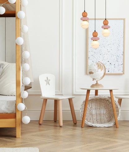 TOCADO: Interior Sandblasted Opal Diffuser Glass with Ceramic Bead Pendant Lights