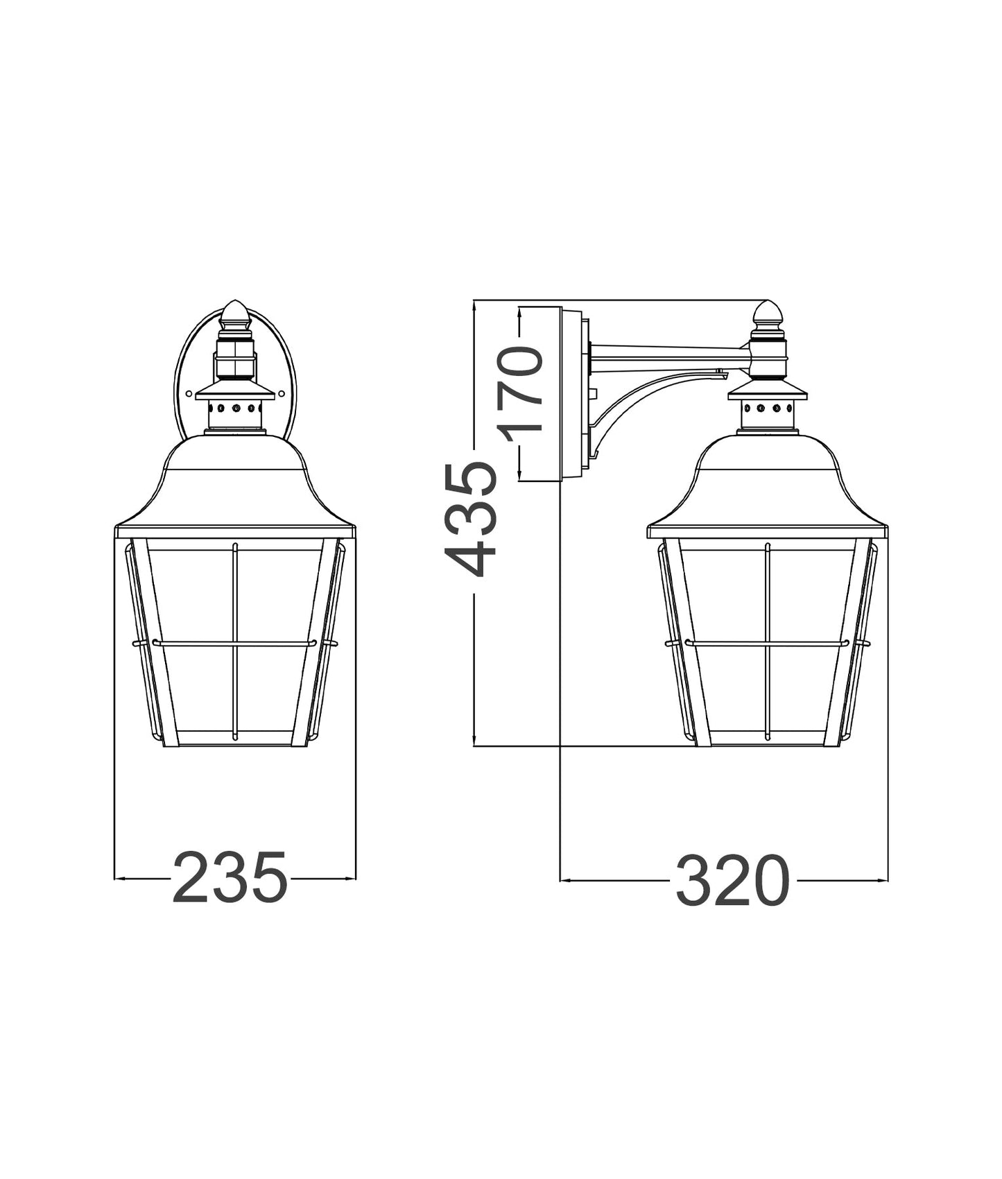 TRENERO: Exterior Surface Mounted Coach Wall Lights IP44